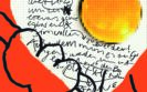 Grafische Arbeit in Orange mit einem stilisierten Spiegelei, handschriftlichen Notizen und dem Schriftzug „Frei wie ein Spiegel-Ei“.