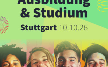 Plakat zur Stuzubi Stuttgart am 10. Oktober 2026 mit vier Jugendlichen und dem Schriftzug „Beste Messe für Ausbildung & Studium“